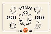 Cute Vintage Ghosts - 22 Icons, an Object Graphic by DenysHolovatiuk (Thumbnail 1 of 5)