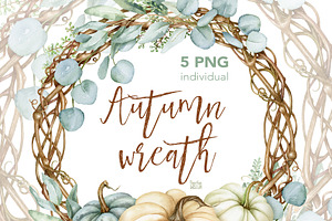 Watercolour autumn wreath PNG