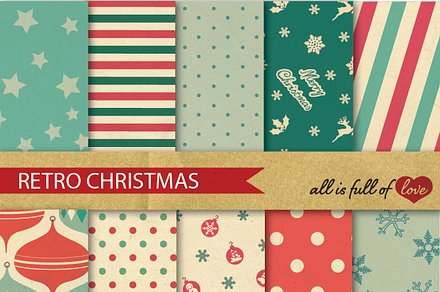 Christmas Retro Background Patterns