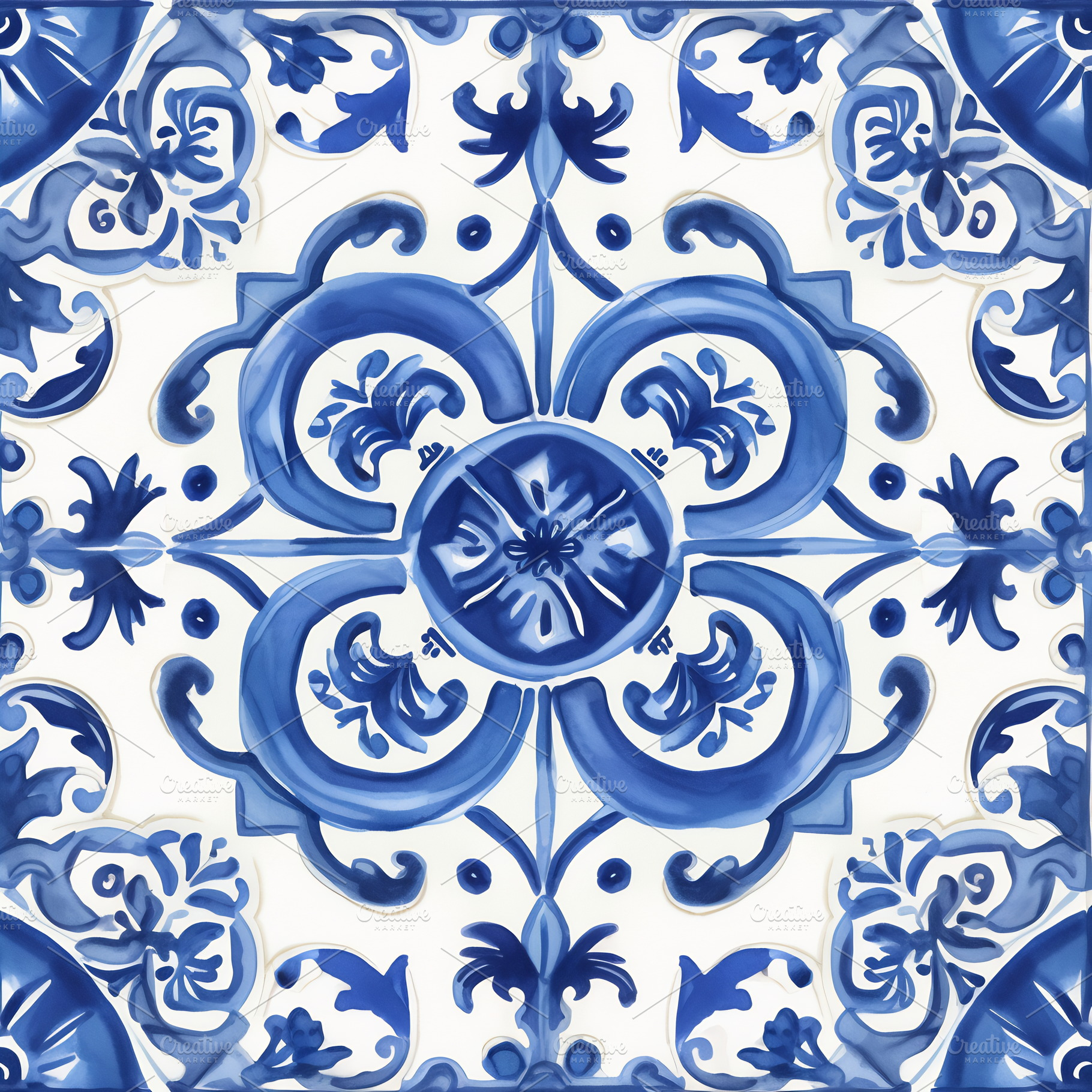 Blue patterned tile design, a Photo by Beautiful things