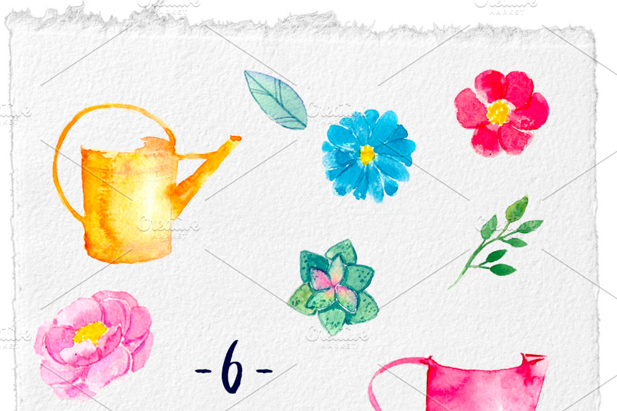 Watercolor pack Flower garden, an Object Graphic by Elishamelisha (Photo 5 of 7)