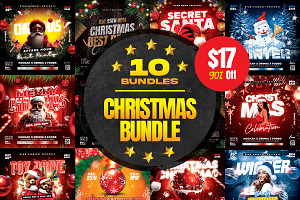 10 Christmas Party Flyer Bundle, a Flyer Template by StarPixles11