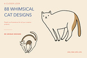 Whimsical Cats Hand Drawn Arts, an Animal Illustration by designvectx (Thumbnail 2 of 7)