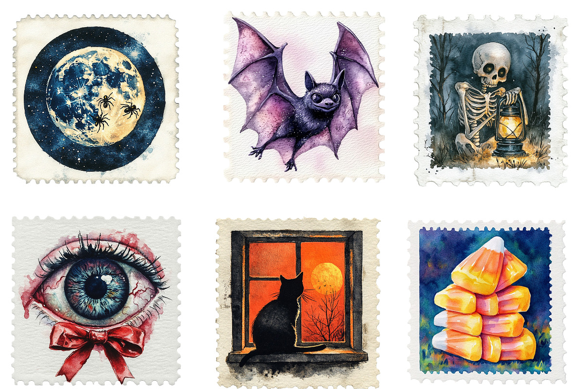Halloween postage stamp clipart, an Illustration by Designworld (Photo 4 of 6)
