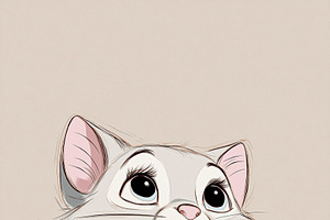 Adorable animated kitten looking up with big soulful eyes, evoki, a Decorative Illustration by Studio ANNA