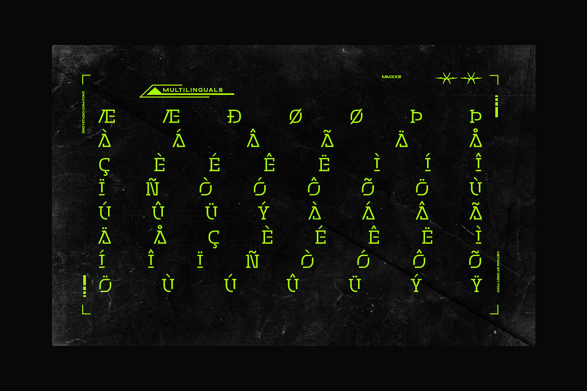 Metona - A Stencil Futuristic Font, a Slab Serif Font by Drizy (Photo 5 of 9)