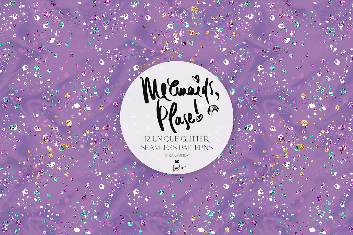 Mermaid Glitter Seamless Patterns, a Texture Graphic by KaramfilaS (Photo 13 of 15)