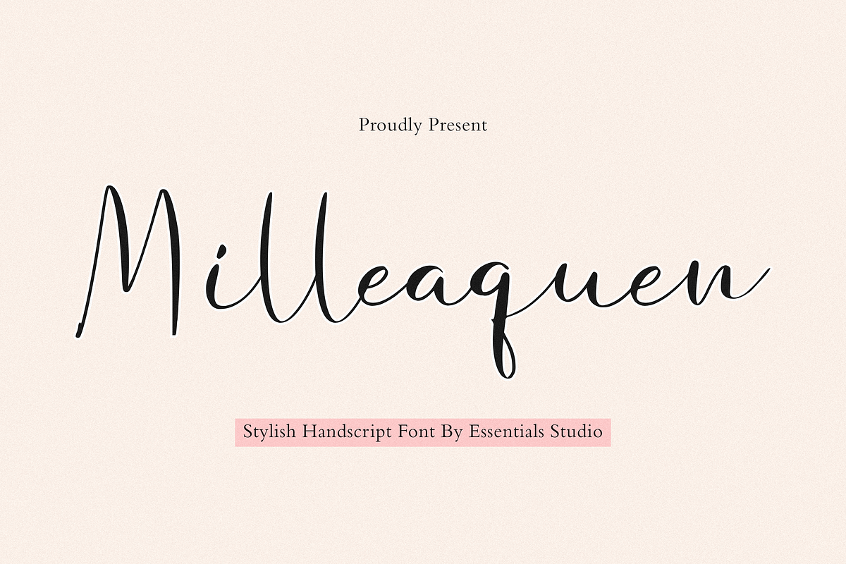 Milleaquen, a Script Font by Essentials Studio (Photo 1 of 8)