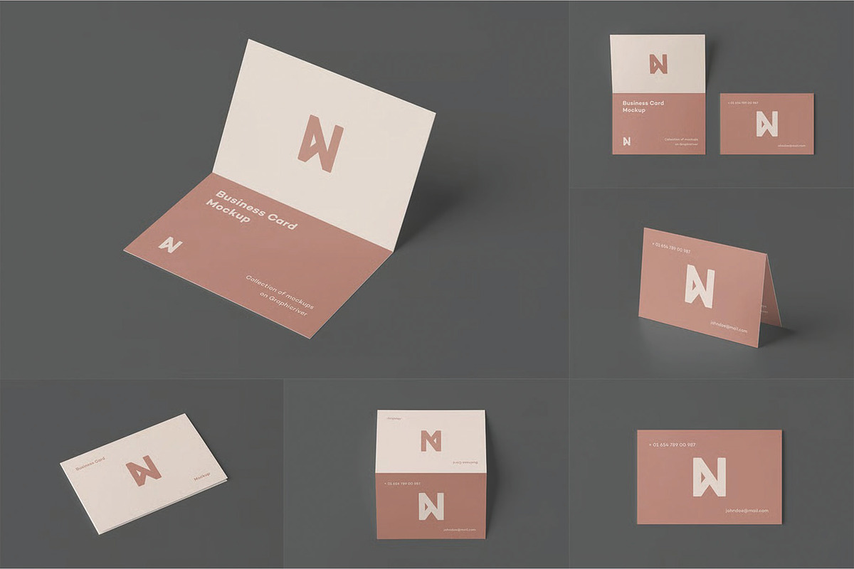 Bi-Fold Business Card Mockup, an Advertising Mockup by DesignRushMarket (Photo 1 of 9)