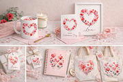 Valentine Heart Floral Clipart, an Illustration by Print Haven (Thumbnail 4 of 4)
