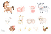 FARM ANIMALS. Watercolor, an Animal Illustration by OlliArtDesign (Thumbnail 2 of 11)