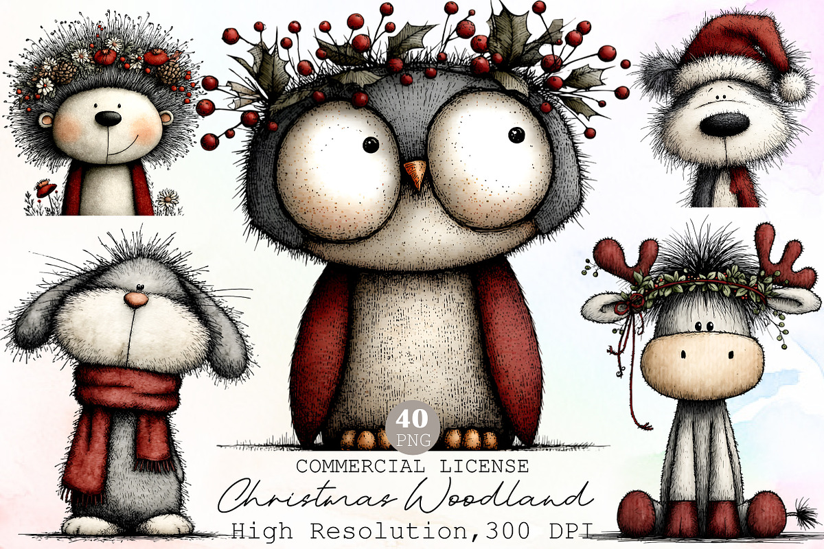 Watercolor Christmas Woodland Portra, an Illustration by Sublimation Artist (Photo 1 of 6)