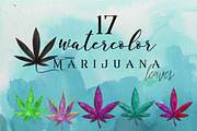 Watercolor Marijuana Pack:47elements, an Illustration by Jeanina Vlad (Thumbnail 2 of 5)