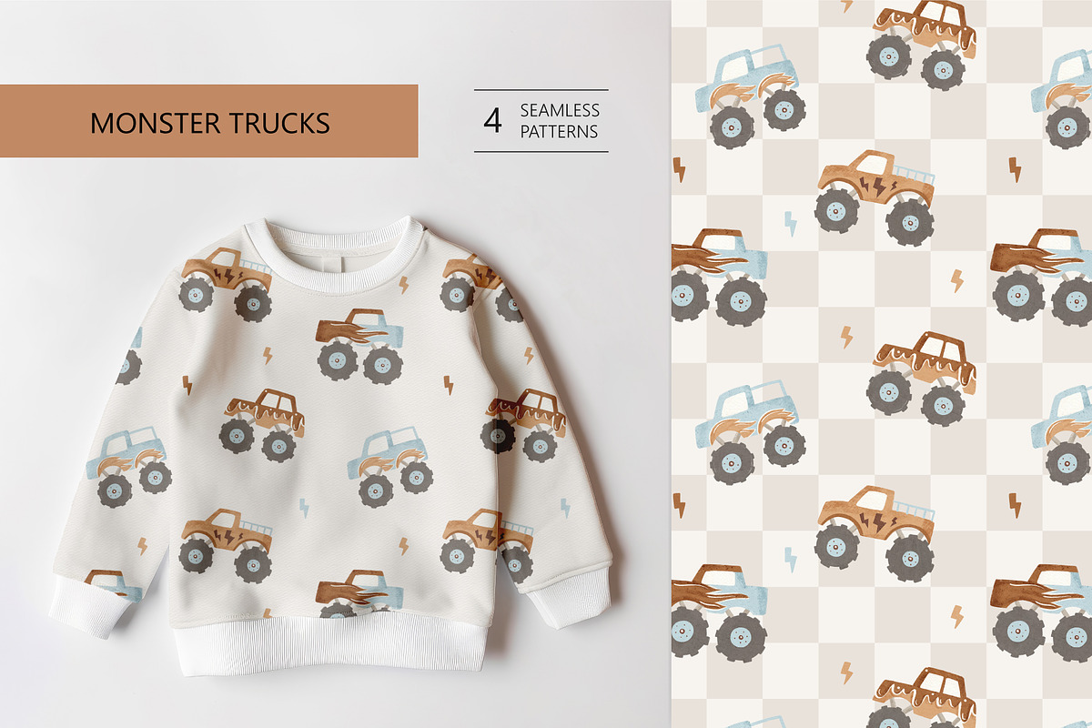 Monster trucks, a Pattern Graphic by Olena Kuznietsova (Photo 1 of 11)