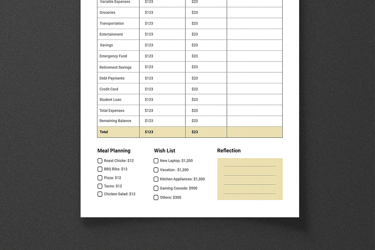 Monthly Budget Planner Worksheet, a Stationery Template by MightyDesign (Photo 3 of 8)