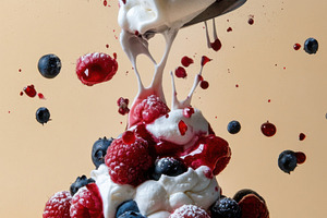 Decadent dessert with fresh berries, a Photo by Beautiful things