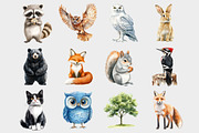 Watercolor Woodland Animals Clipart, a Seasonal Illustration by Design Market (Thumbnail 3 of 5)