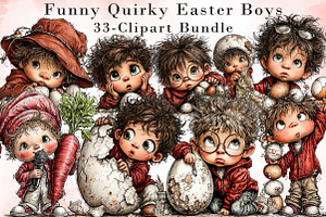 Funny Quirky Easter Boys Clipart Bun, an Illustration by Libby Wishes