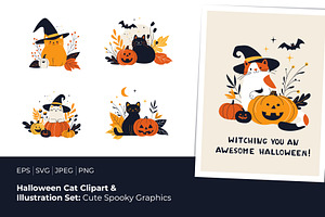 Halloween Cat Clipart & Illustration, an Animal Illustration by VasilkovS
