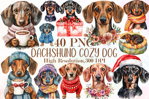 Dachshund Clipart Cozy Dog Png, an Illustration by Sublimation Artist