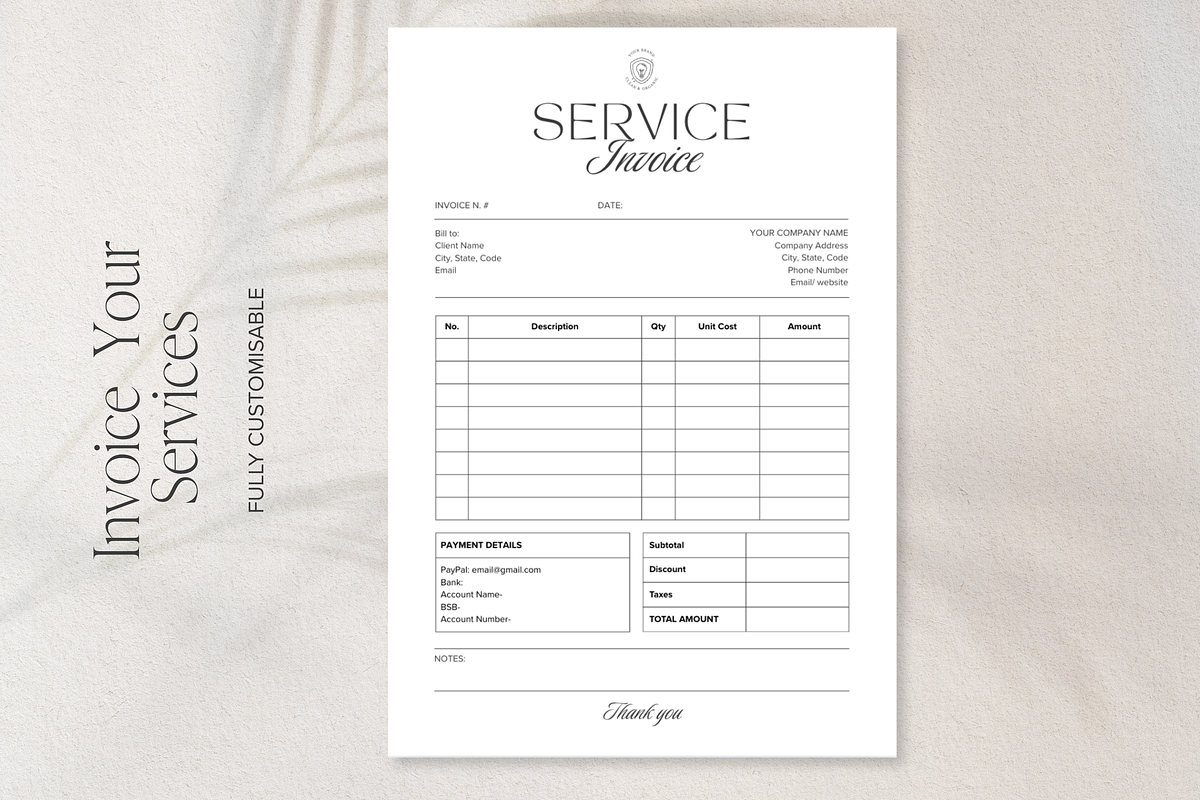 Editable Invoice Canva Template