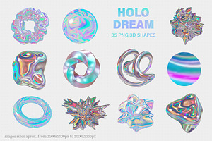 Holo Iridescence 3D Shapes Graphics