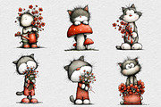 Watercolor Spring Cat Clipart, an Illustration by DreamCafeArt (Thumbnail 5 of 6)
