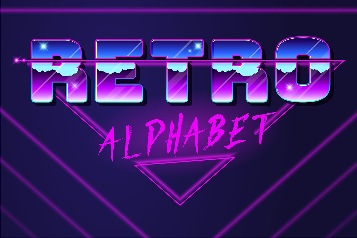 Retro Futuristic Chrome Font, an Object Graphic by Pro_Vector (Photo 2 of 3)