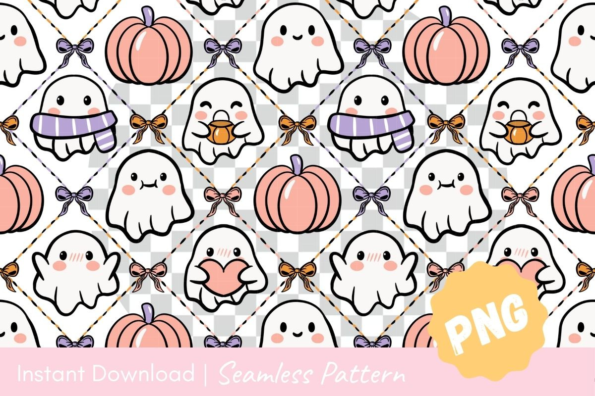 Ghostly Cute Harvest Seamless, a Pattern Graphic by CpSnowy (Photo 2 of 5)