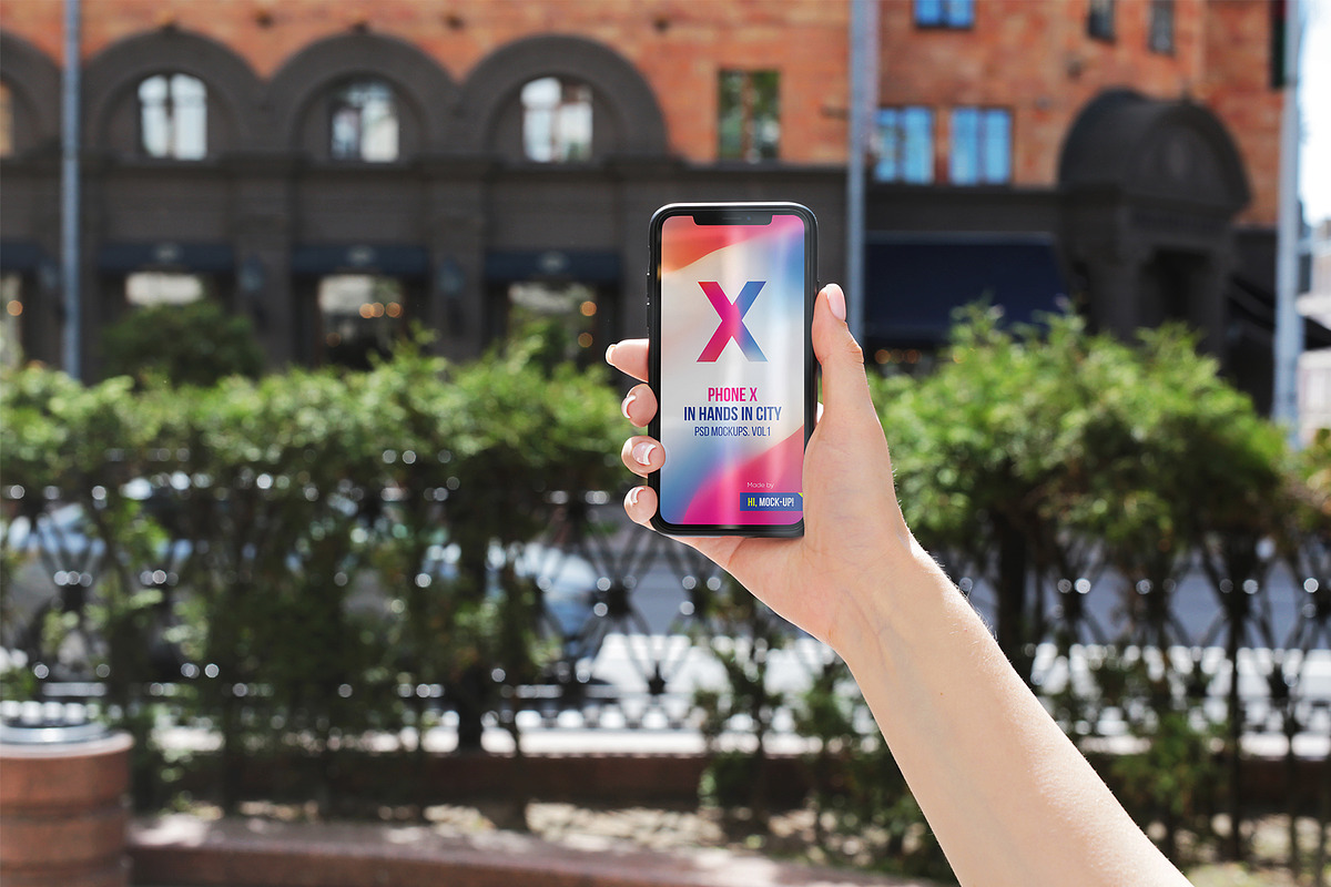 iPhone X in Hands City PSD Mockups, a Product Mockup by Hi, Mock-Up! (Photo 9 of 17)