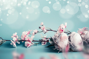 Easter background in pastel color stock photo containing background and banner