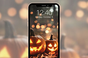 Halloween Pumpkin Phone Wallpapers, a Graphic by Kalindiprints (Thumbnail 3 of 6)