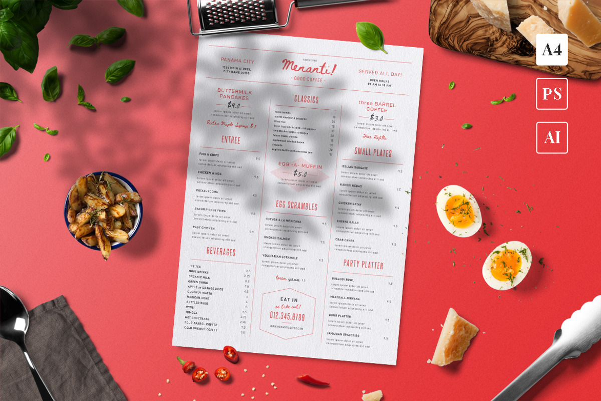 Classic Food Menu, a Print Template by The Savory Directors