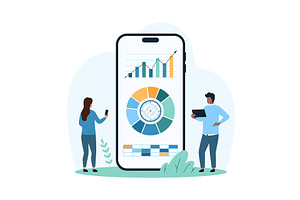 Financial & marketing results app, a Finance Illustration by Flashvector