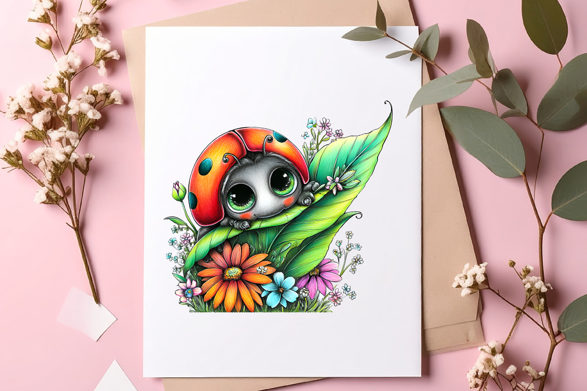 Watercolor Spring Ladybug Clipart, an Illustration by SinaCreation (Photo 7 of 8)