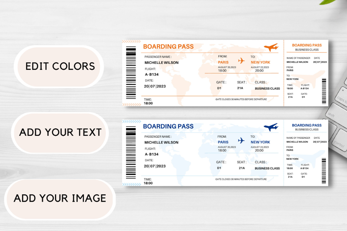 Editable Boarding Pass Template, a Card Template by YasdeyDesigns (Photo 7 of 8)