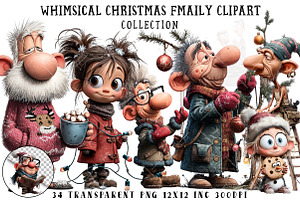 Whimsical Christmas Family Clipart, an Illustration by OK Design