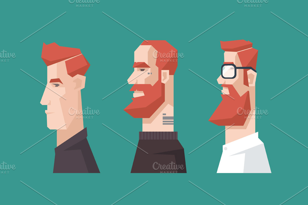 Three redhead male charaters, a Person Illustration by 4pixel