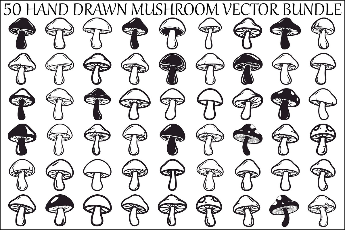 Hand Drawn Mushroom SVG Bundle, an Illustration by jahid234 (Photo 1 of 51)
