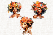 Watercolor Floral Girl Cliparts, a Person Illustration by Mash Mash Stickers (Thumbnail 4 of 9)