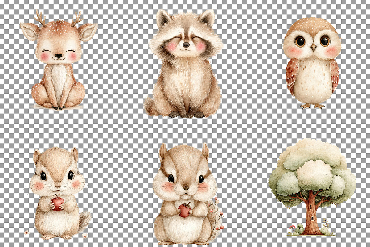 Watercolor Woodland Animals Clipart, an Illustration by Sublimation Artist (Photo 4 of 7)