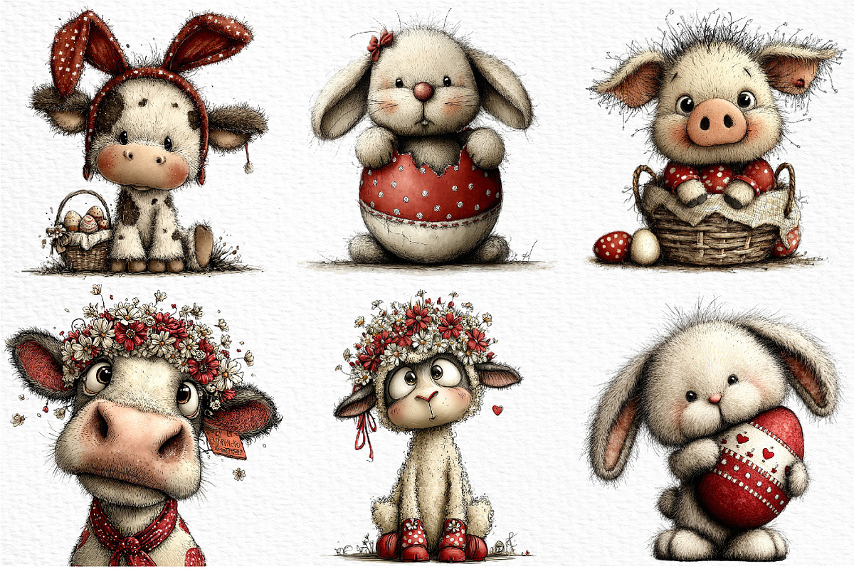 Whimsical Easter Farm Animals PNG, an Illustration by Craft Nest (Photo 4 of 11)