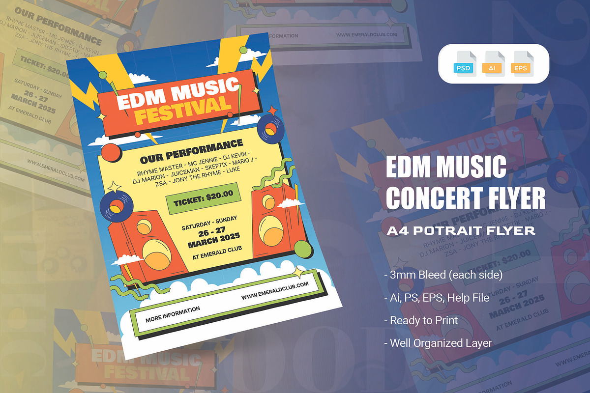 Dj Concert - Flyer, a Flyer Template by AQR Studio (Photo 1 of 2)