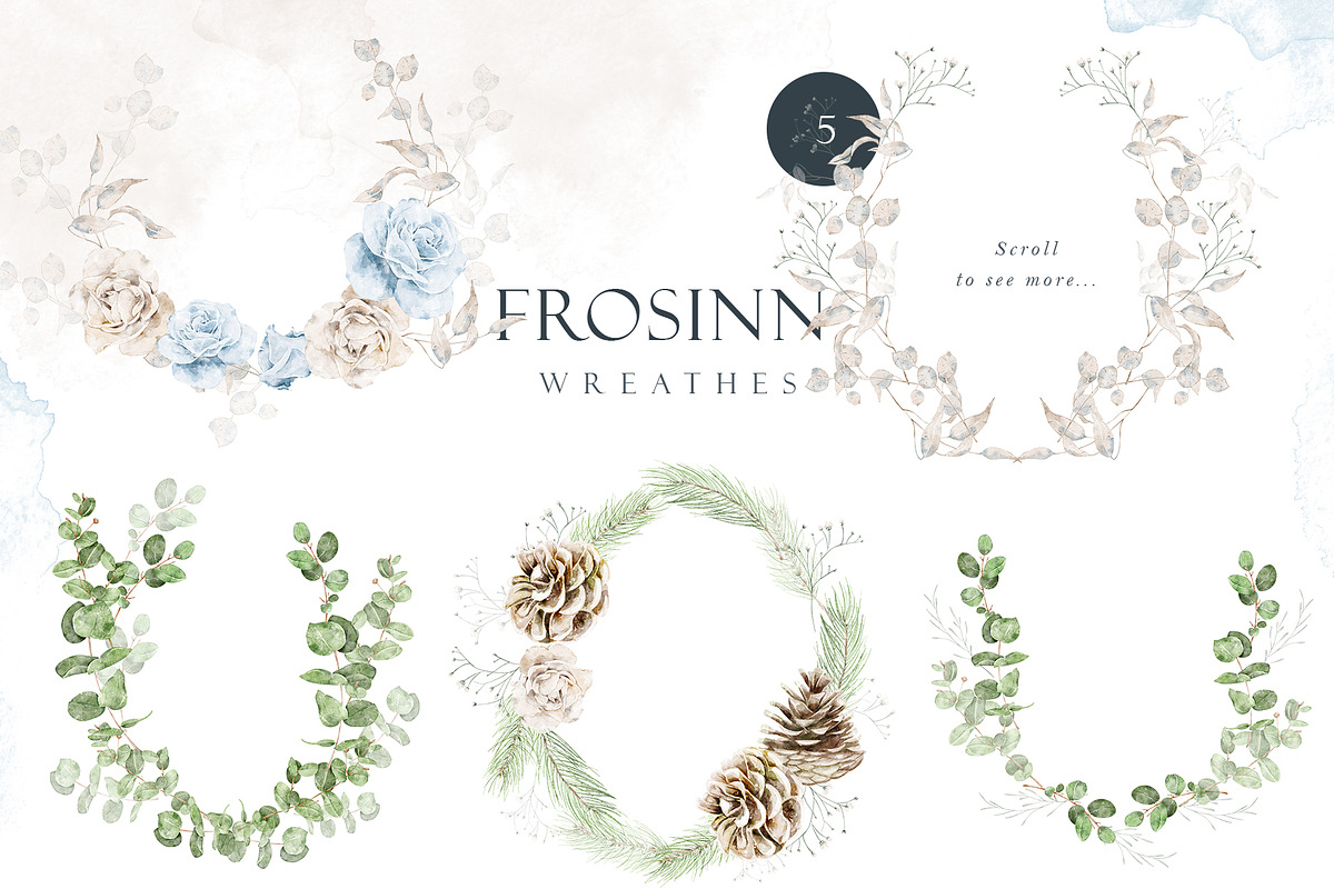 Watercolor dusty blue floral clipart, an Illustration by MariGraphic boutique (Photo 4 of 9)