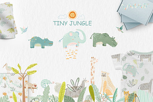 Tiny Jungle Set. Zoo Pattern