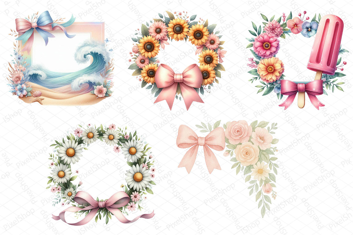 Coquette Summer Frame Clipart Bundle, an Illustration by DreamPrint404 (Photo 3 of 4)