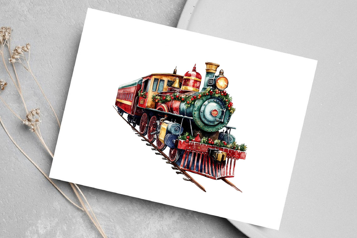 Watercolor Christmas Travel Clipart, an Illustration by Canvas Craft (Photo 6 of 7)