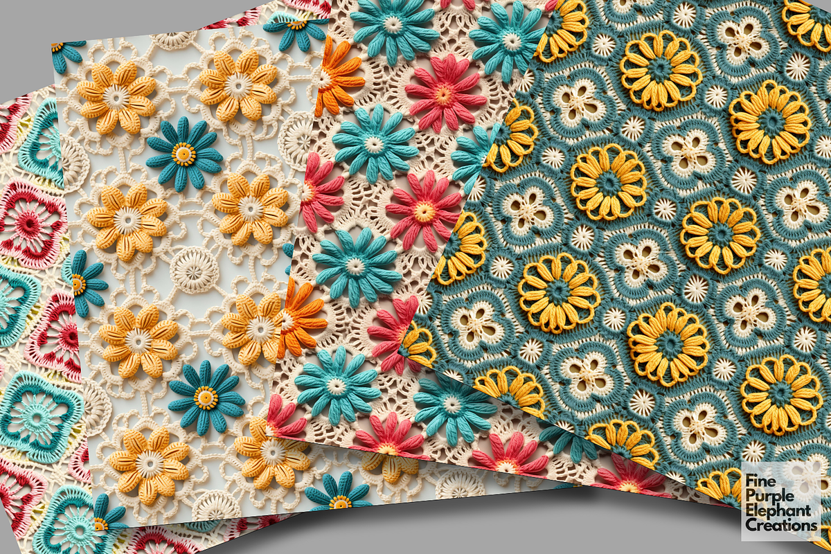 Groovy Granny Square Crochet Texture, a Pattern Graphic by Fine Purple ...