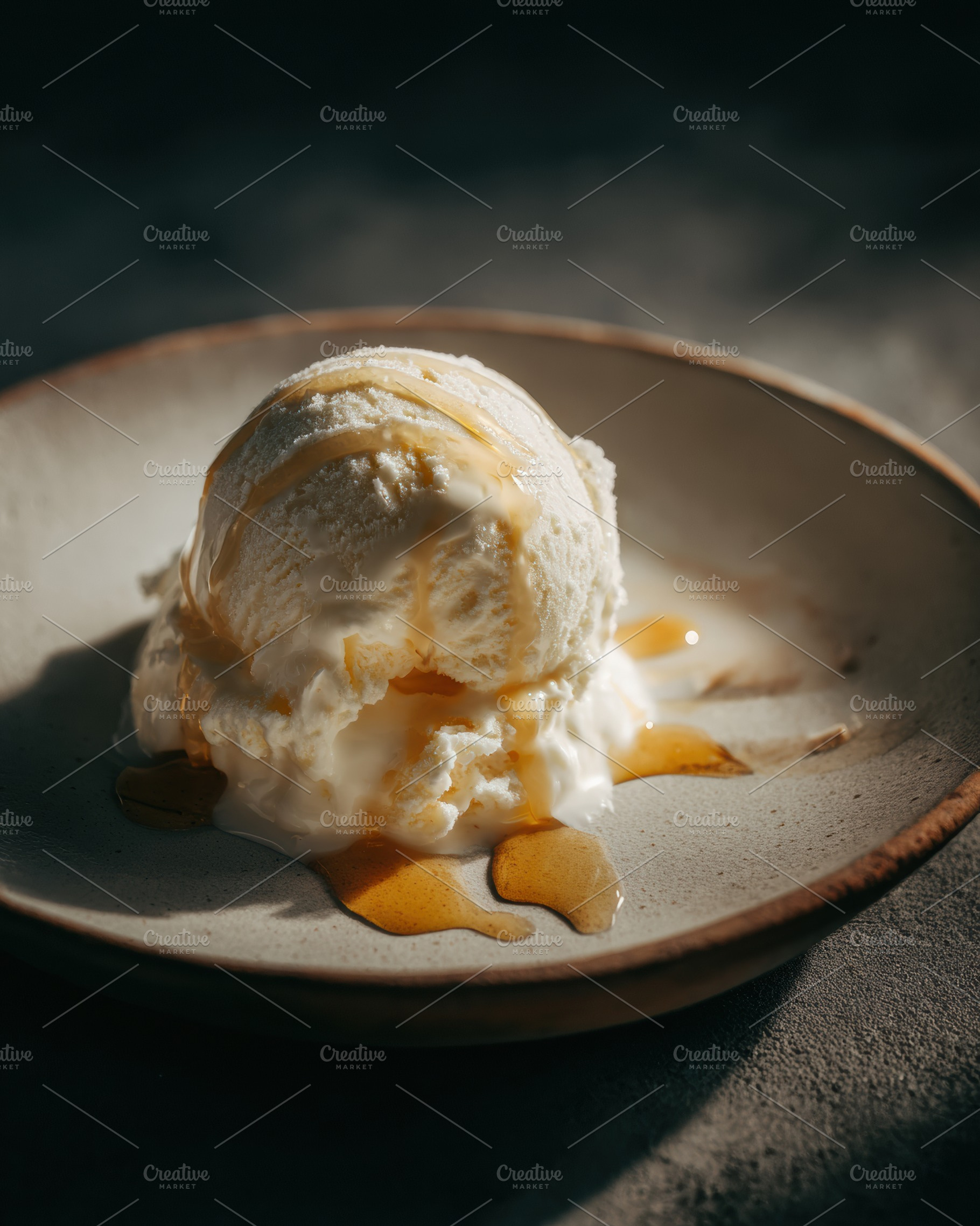 Ice Cream Scoop Melting on Plate, a Food & Drink Photo by Virgo Studio