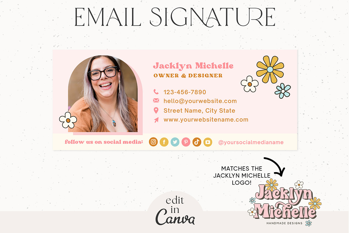Retro Floral Email Signature Canva, an Email Template by Summit Avenue (Photo 1 of 5)